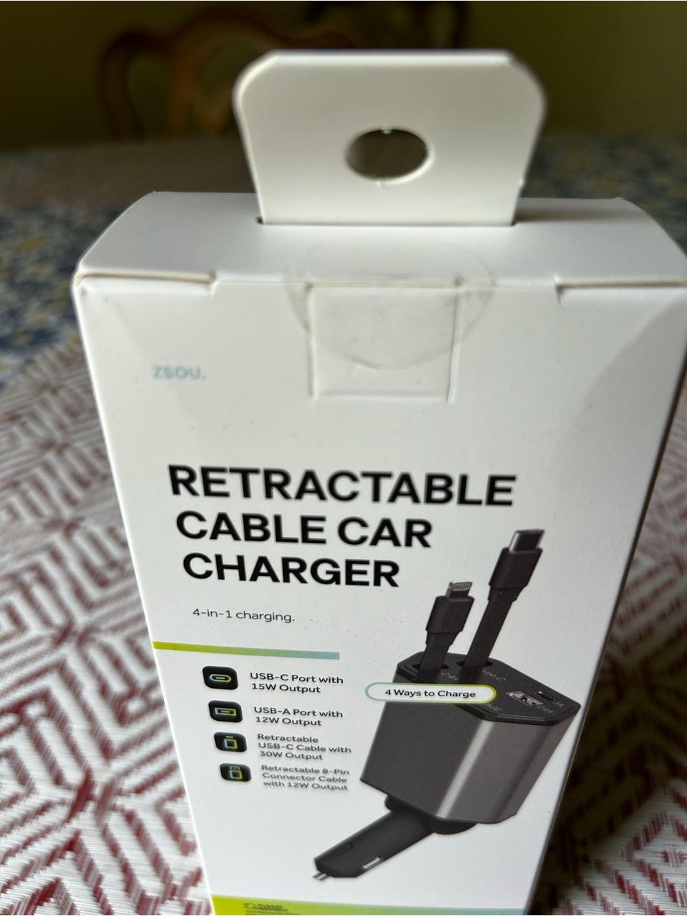 4-1 Retractable Cable Car Charger With Dual Ports - Picture 7 of 8